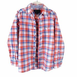 Lands’ End Plaid Cotton Button Down Shirt